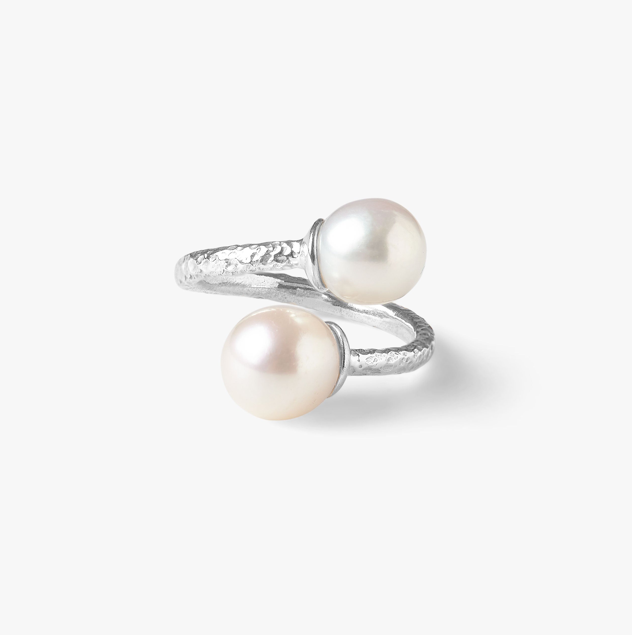 Trou D'eau Douce Ring Sterling Silver Beaten White - Oceano Pearls