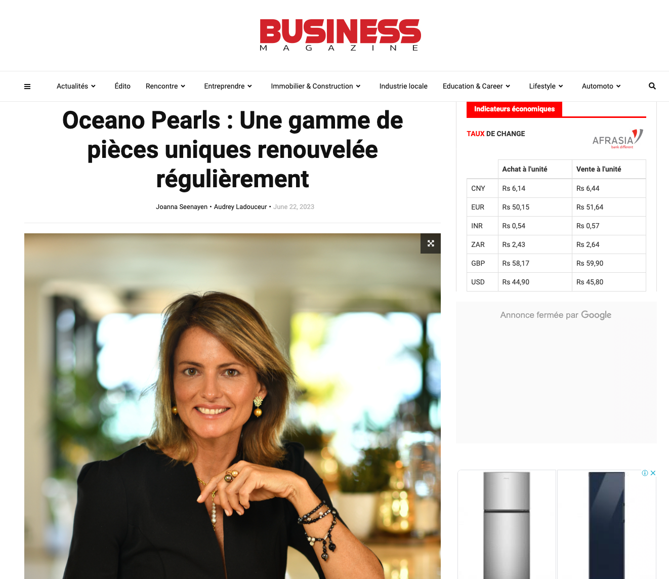 Business Magazine - Oceano Pearls : Une gamme de pièces uniques renouvelée régulièrement - Oceano Pearls