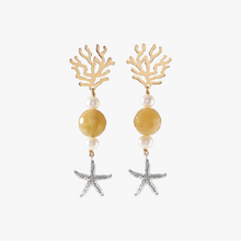 Load image into Gallery viewer, Plaine Corail Gold Aquamarine with charm
