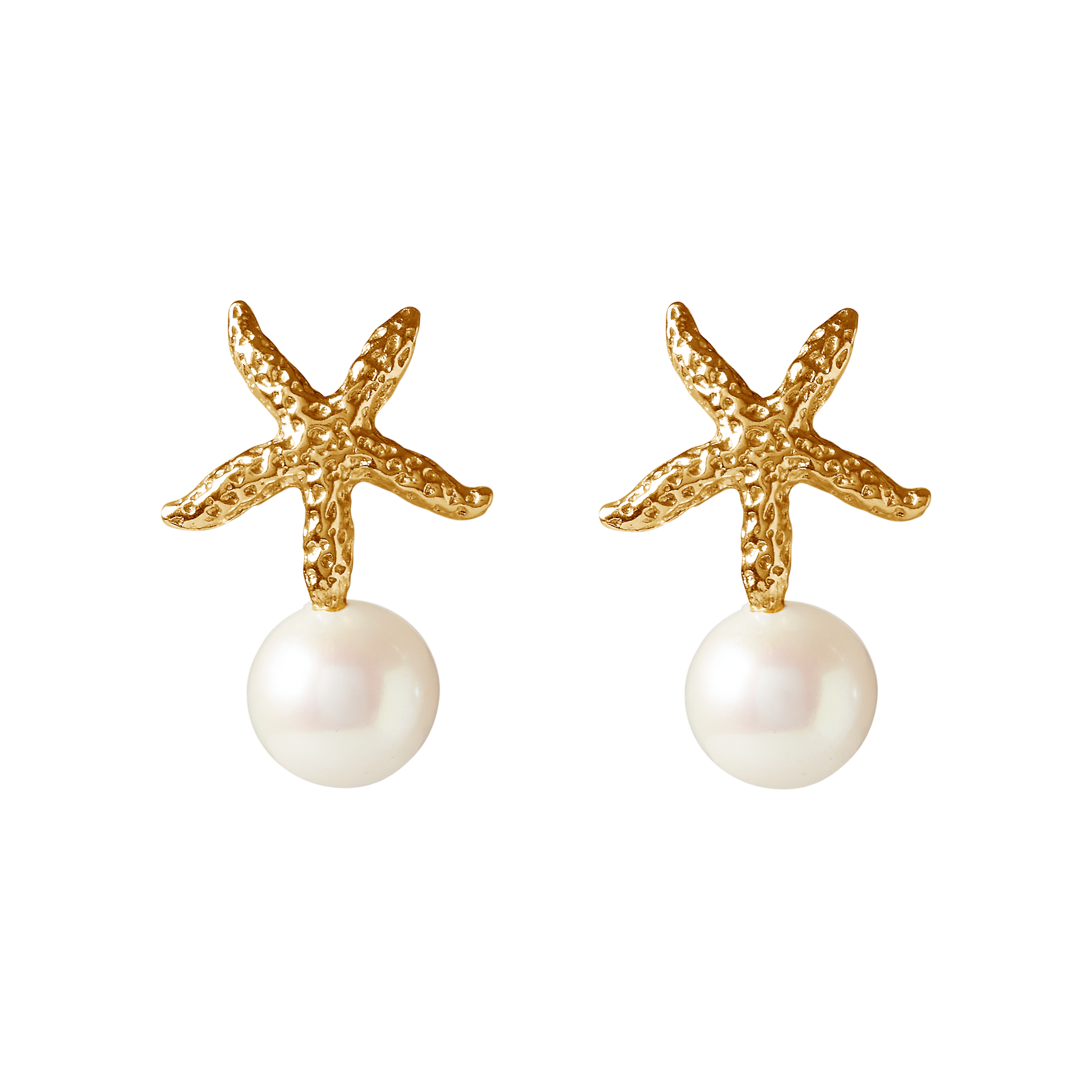 Ilot Starfish Gold White Round 8mm