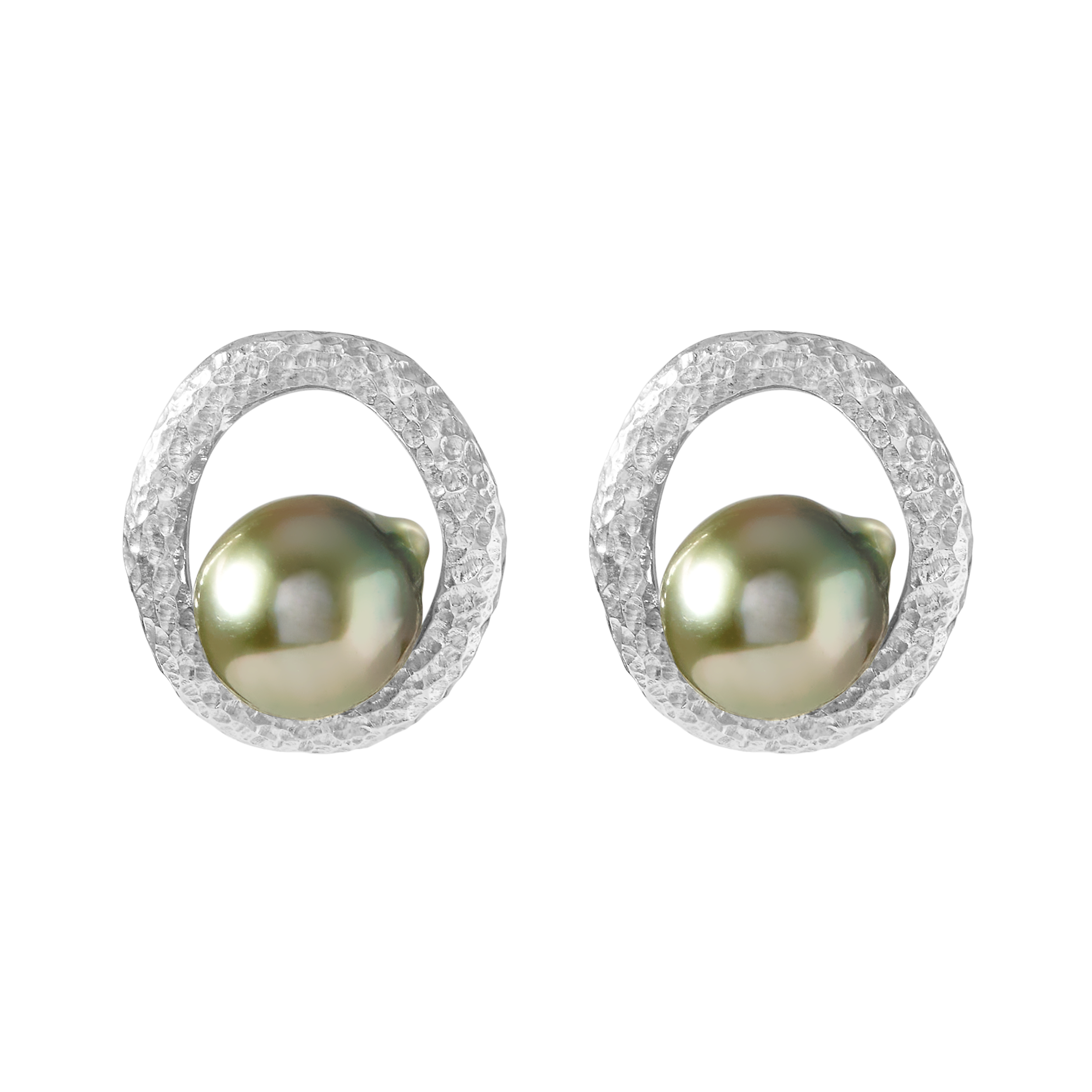 Pamplemousse Silver Beaten Tahitian 9 mm