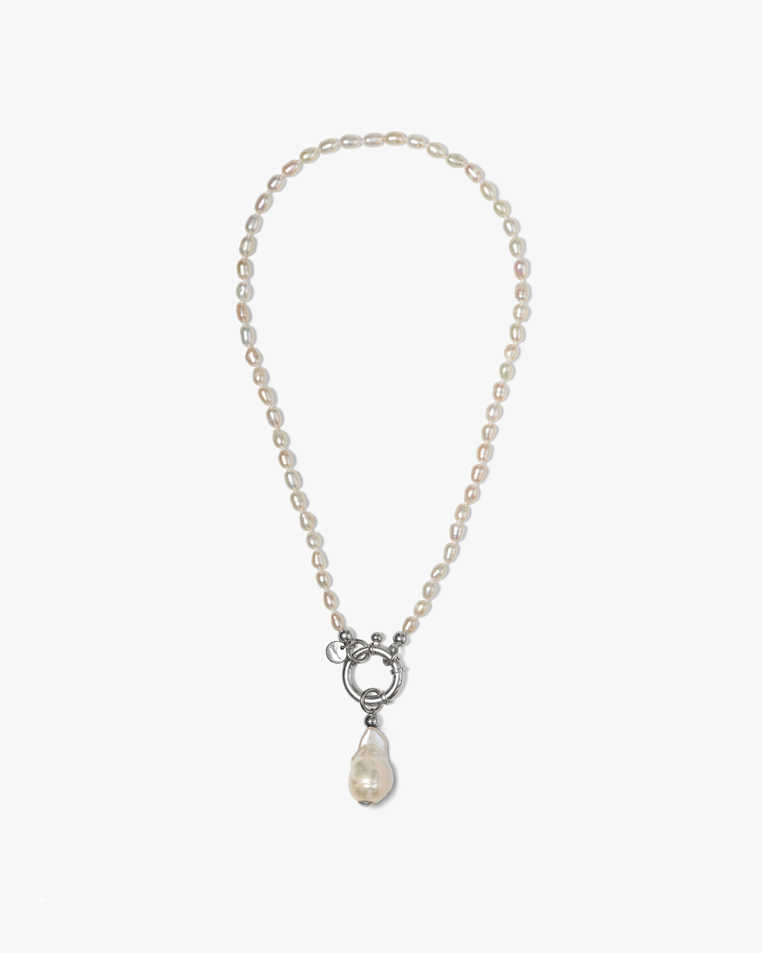 Surinam Necklace White Rice Pearls Silver Baroque