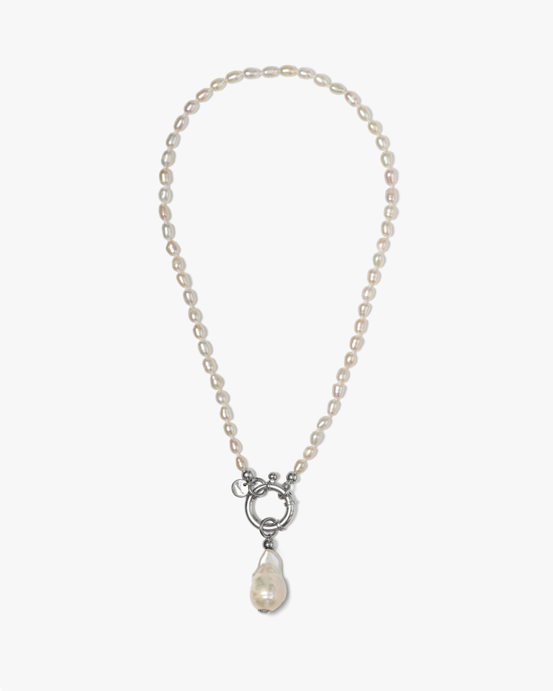 Surinam Necklace White Rice Pearls Silver Baroque